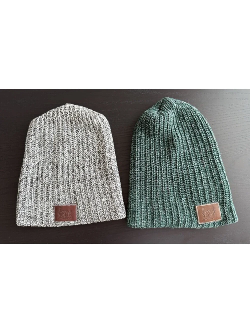 Love Your Melon 2 Beanie Hats Women's One Size Green/Gray Classic Style